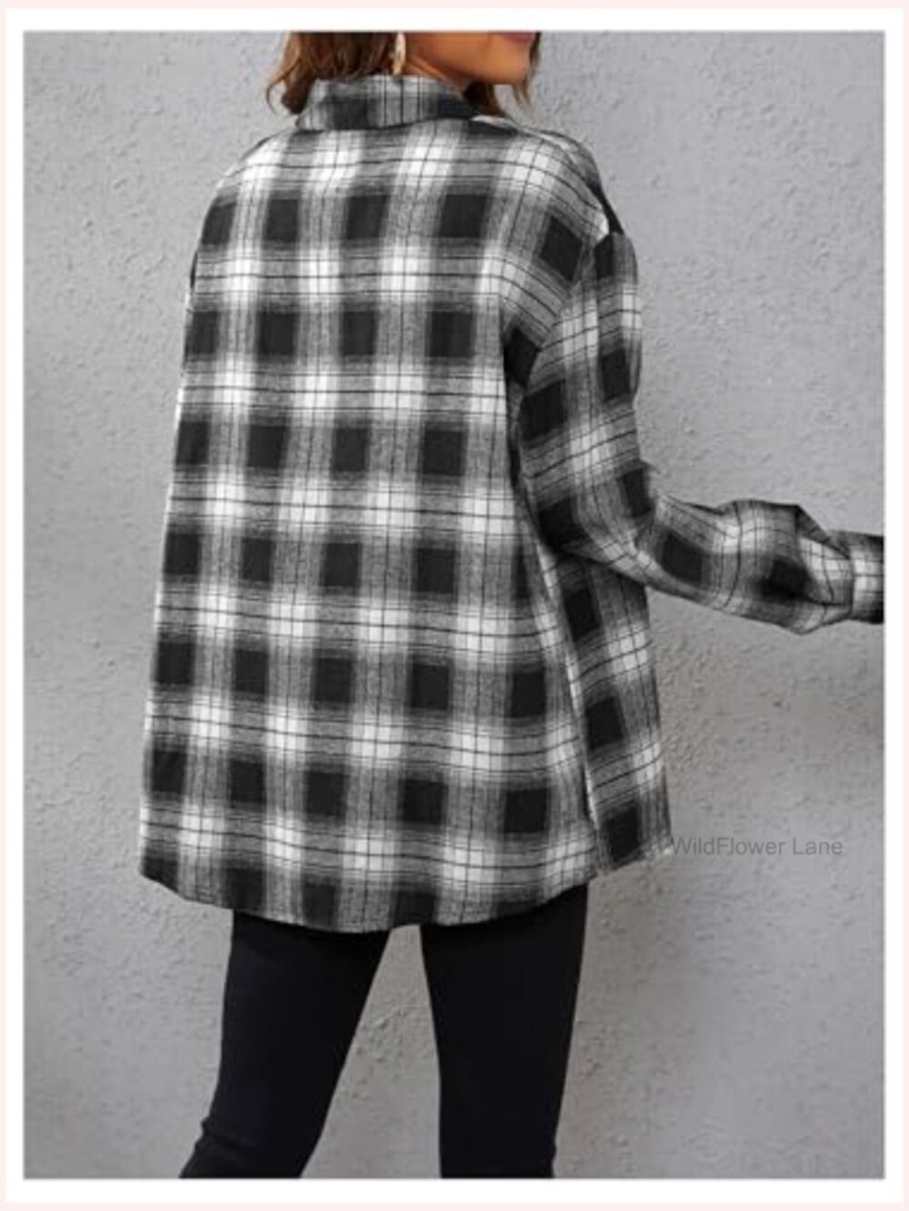 Vintage Plaid Button Down Shirt Long Sleeve Blouse Top - Picture 2 of 6